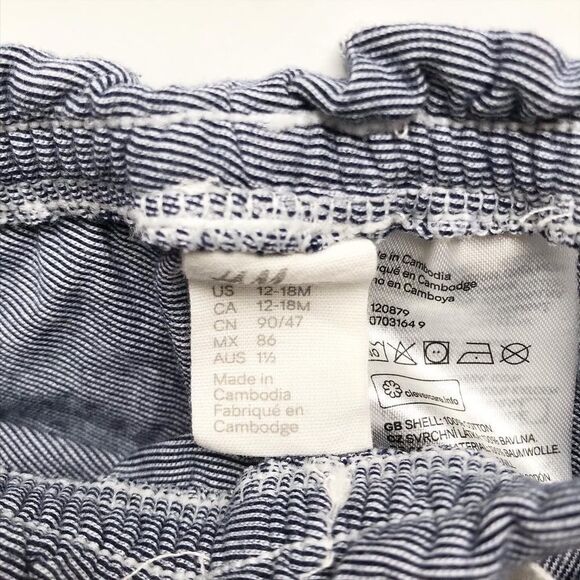 H&M blue stripe cotton shorts EUC 12-18 months - Picture 3 of 4